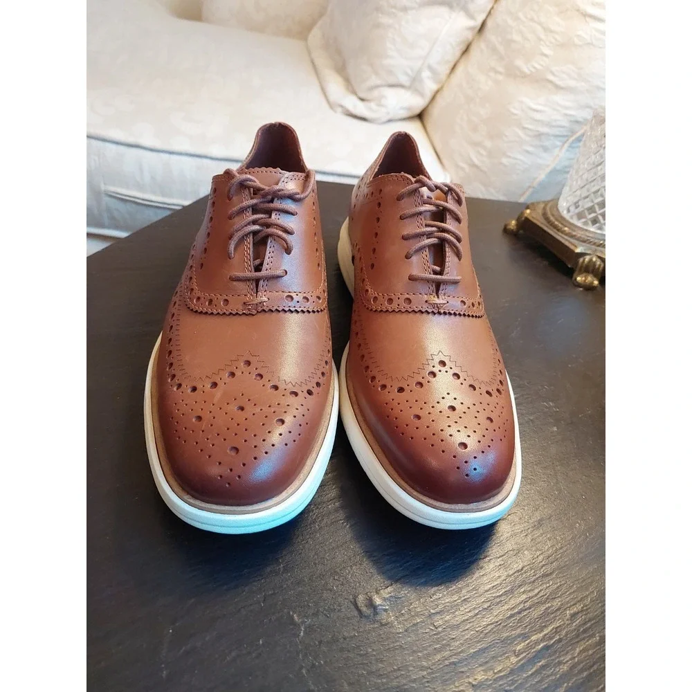 Cole Haan Men's Grand+ Wingtip Oxford Shoes C34022 British Tan Sz 8.5M NEW! $195